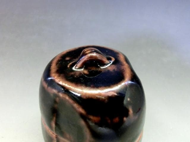 香合■膳所焼【陽炎園】淡海ぜぜ 岩崎新定 桐共箱 お茶道具 時代物 骨董品■