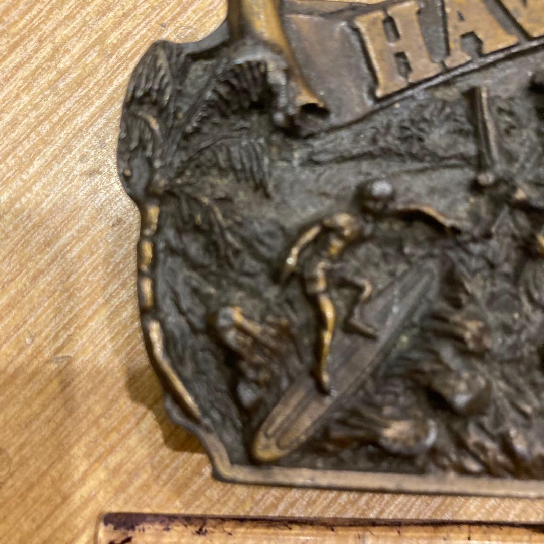 Hawaii サーフィン 彫刻 金属製 ベルトバックル