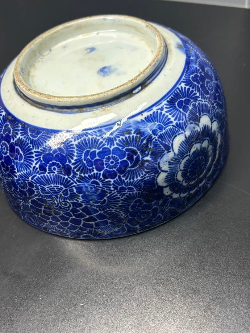 古伊万里 菊唐草紋 微塵唐草 牡丹 染付 明治期 古美術 オールドイマリ 古陶磁