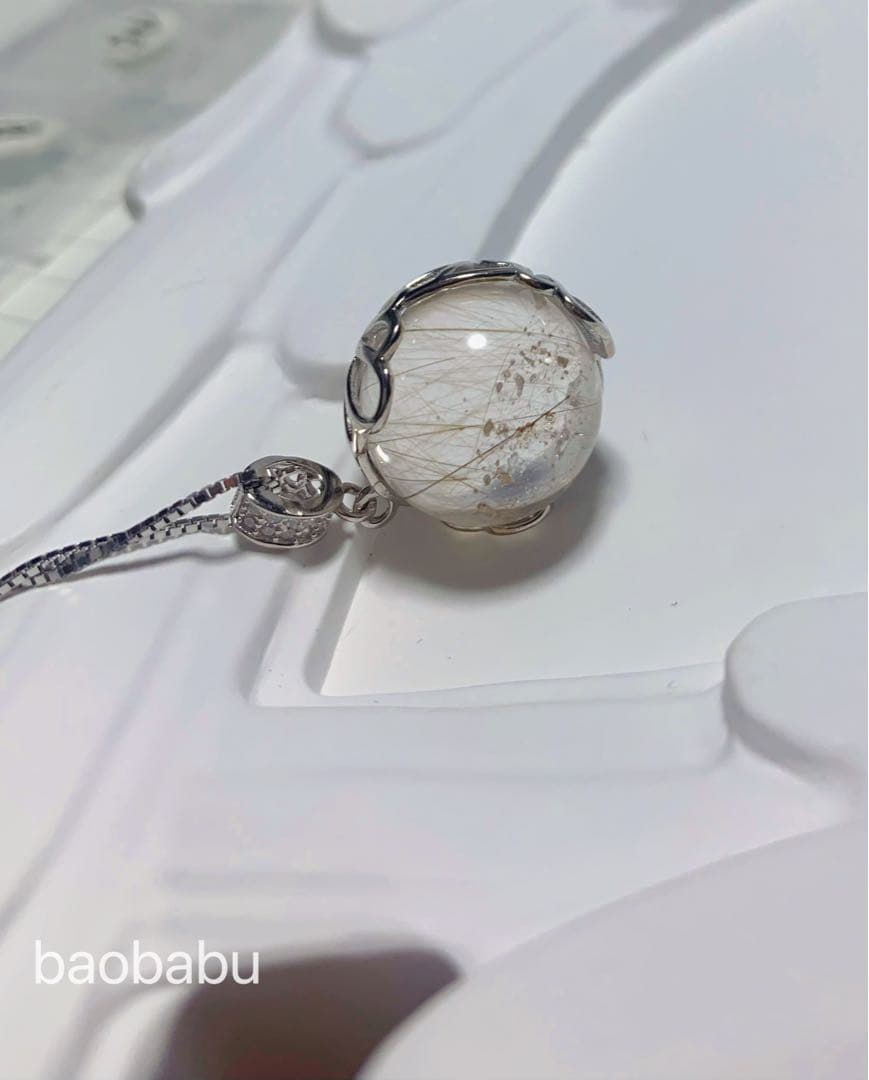SV925ルチルクォーツ　宝石　天然石　水晶パワーストーン　開運　球体ペンダント