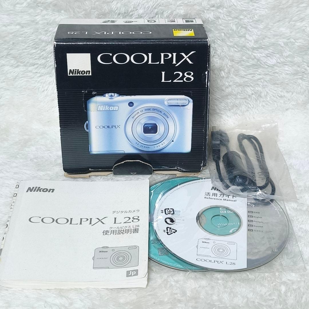 極美品✨ NIKON COOLPIX L28 シルバー 単3電池 デジカメ