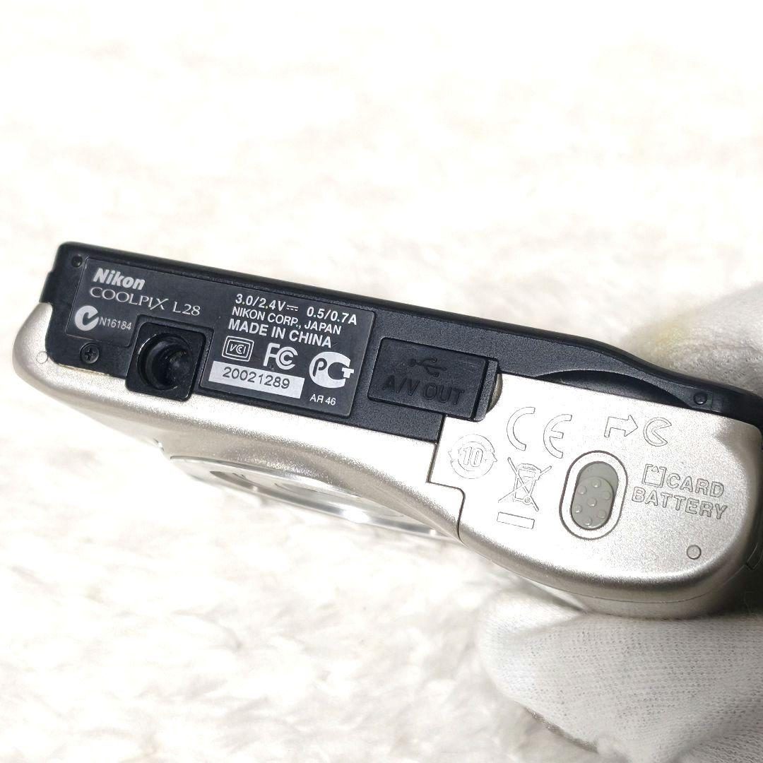 極美品✨ NIKON COOLPIX L28 シルバー 単3電池 デジカメ