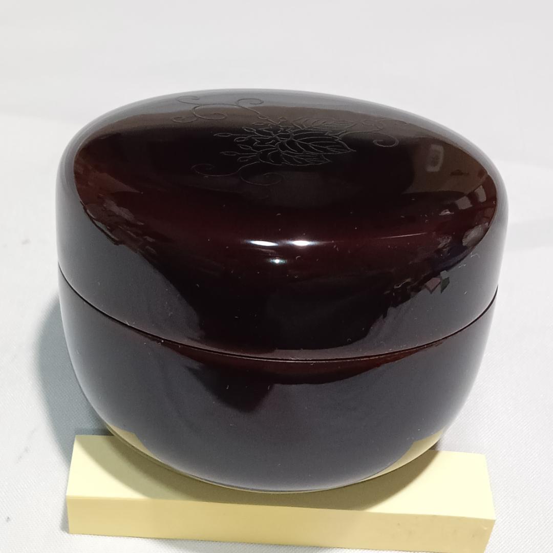茶道具　輪島塗平棗　漆器の能作謹製　桐唐草闇蒔絵平棗　超美品！！