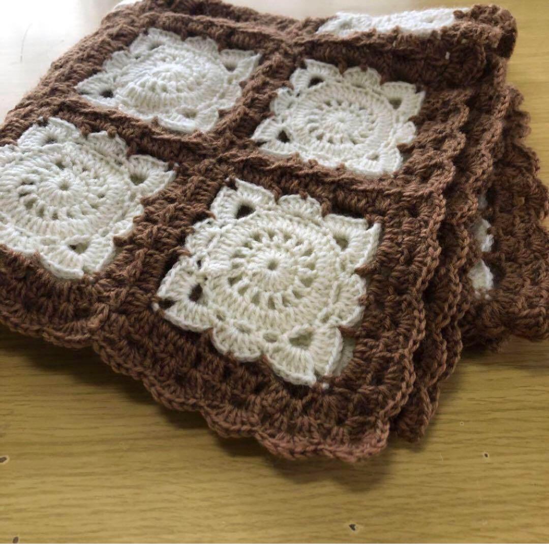 ハンドメイド ブランケット グラニースクエア モチーフ編み かぎ針編み