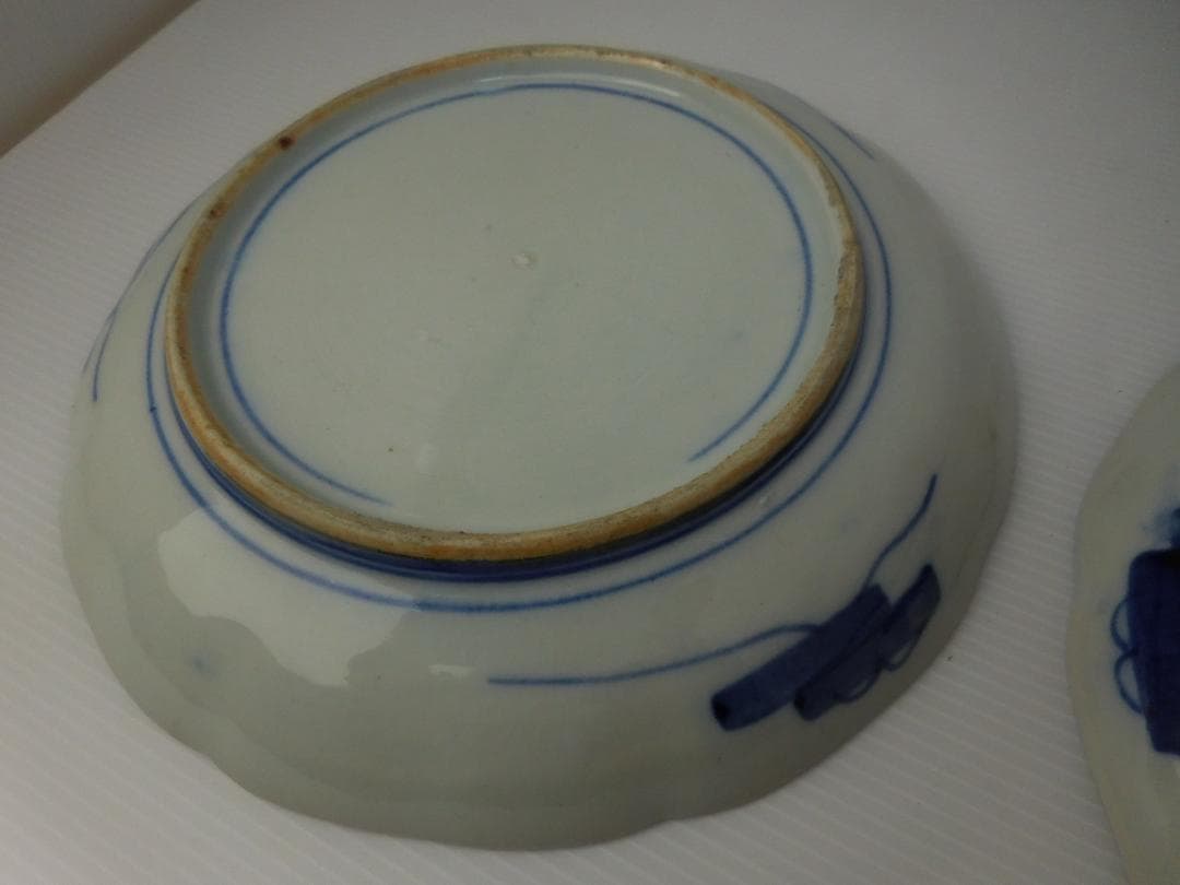 古伊万里　色絵七寸輪花皿　２点　明治時代