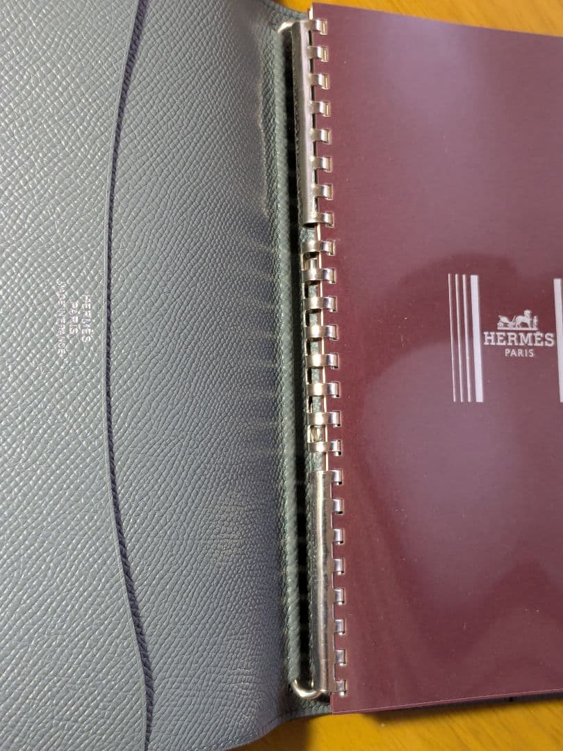 HERMES ネイビー レザー スパイラルリングノート