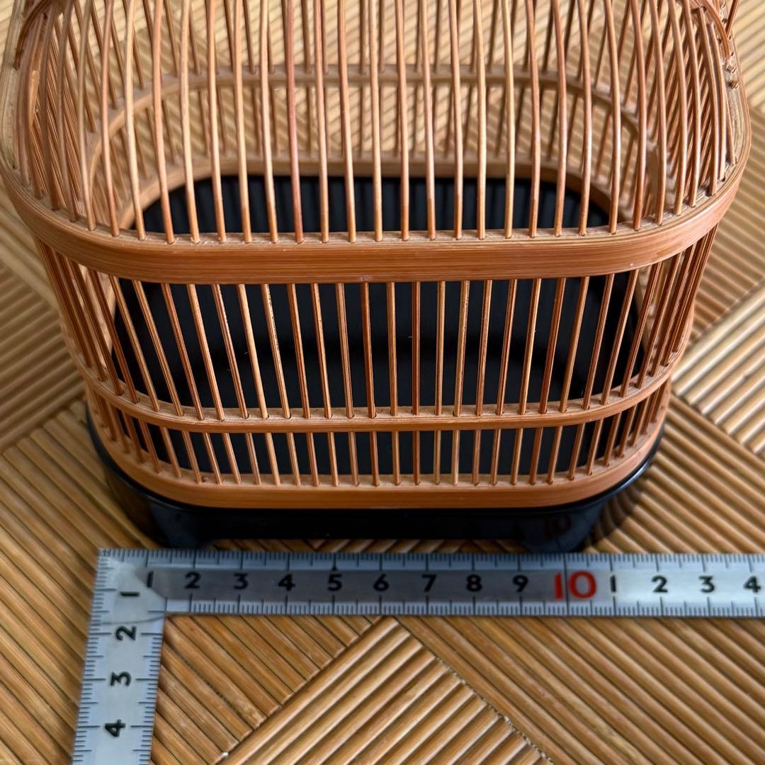 SNT1606 竹細工 駿河竹千筋細工 和波博 造 鈴虫 虫籠 伝統工芸品