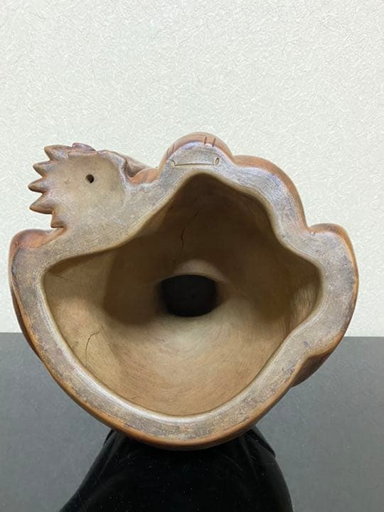 極上本歌 江戸期 古備前焼 寿老人鶴坐像 置物 胡麻肌 自然釉 床飾