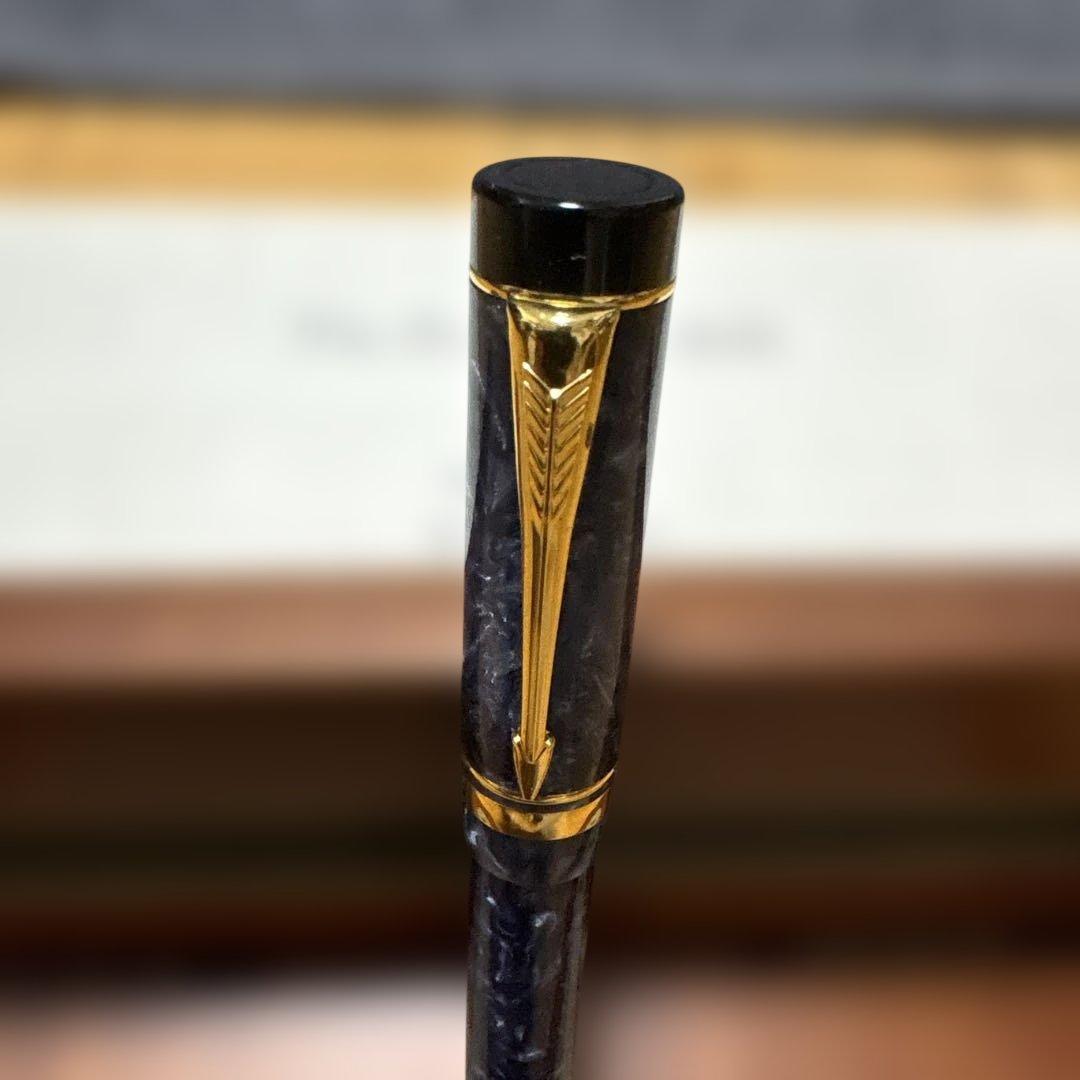 パーカー　デュオフォールド　 万年筆　マーブルブルー　ペン先18k