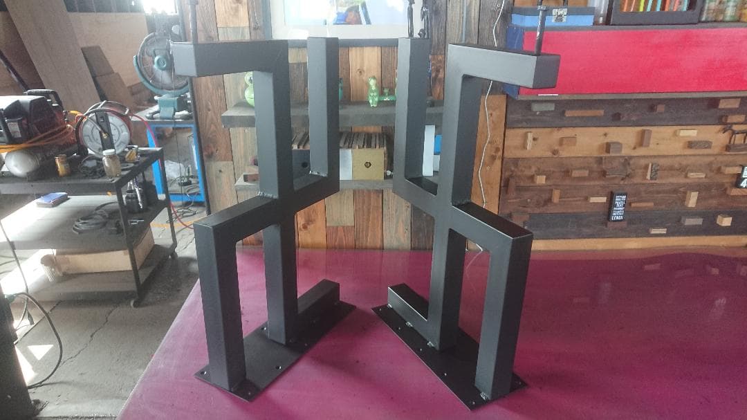 マットでアイアンな極太鉄脚♪ 50×400×650mm 卍型 2脚ver.