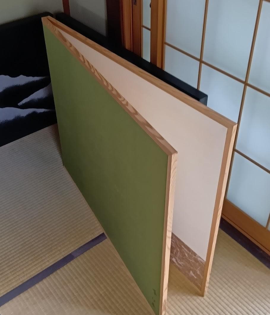 風炉先屏風　衝立 二枚折屏風　昭和レトロ