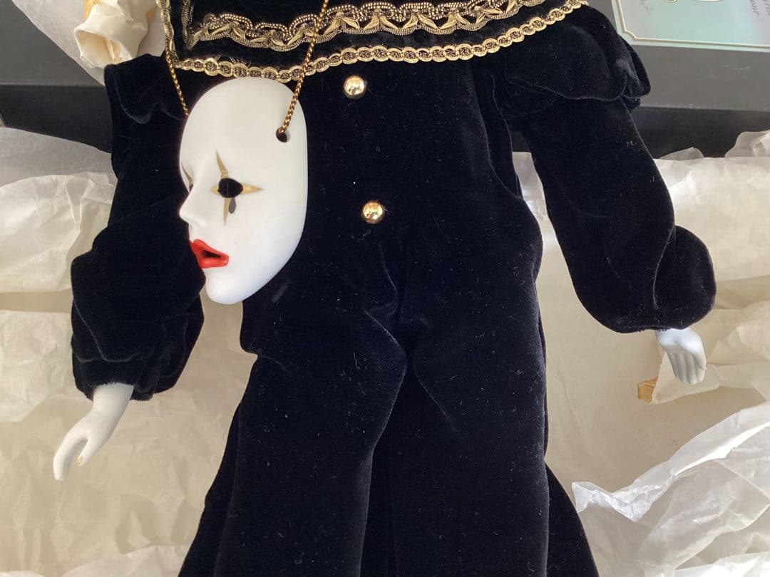 未使用　美品　サンキョー　White Clown ピエロ　ビスクドール箱付日本製