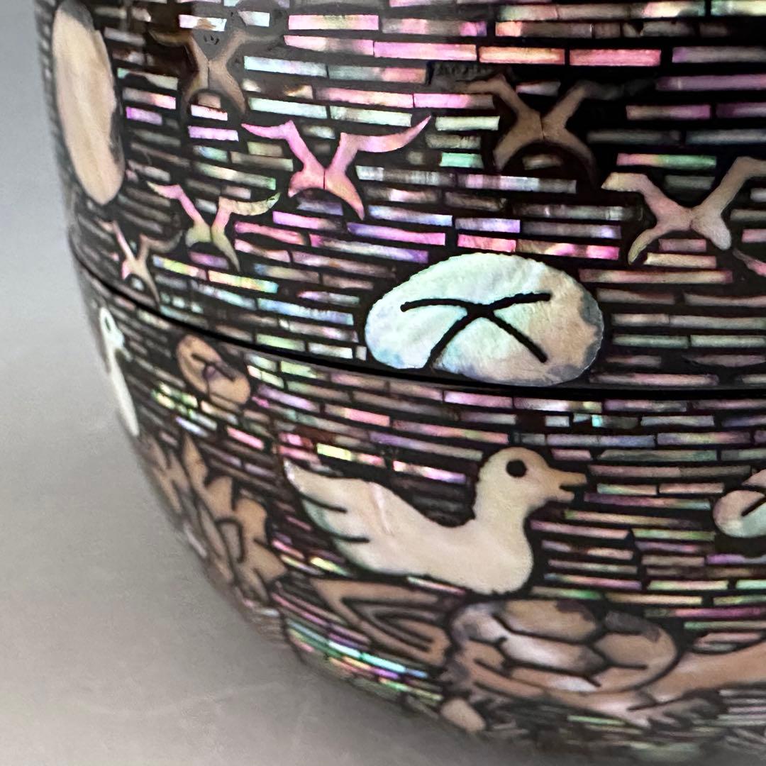 茶道具　青貝　長生文　平棗　朴栄熙　共箱　漆器　漆芸　茶道具　茶会　稽古