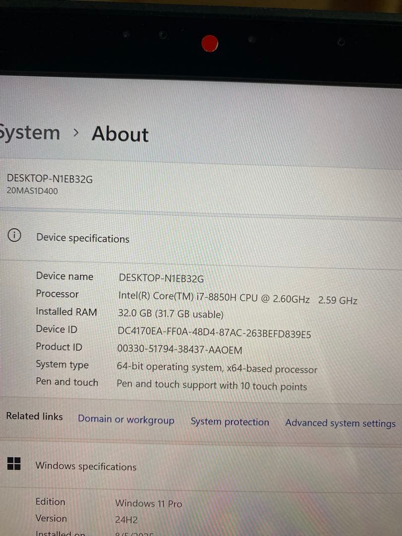 その他ノートPC本体 ThinkPad P52,i7,4K-touch,32Gb,256+1Tb