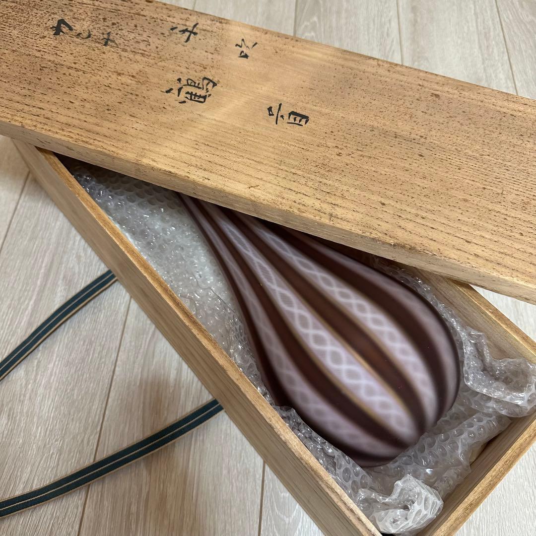 高さ:約47cm‼️藤田喬平 手吹 ヴェニス 鶴首 カンナ 大作 ガラス花瓶 花器