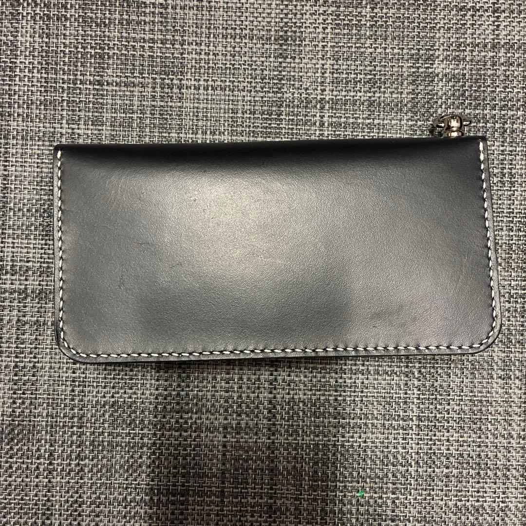 黒　ブラック　ロング　トラッカーウォレット　ハンドメイド　三層