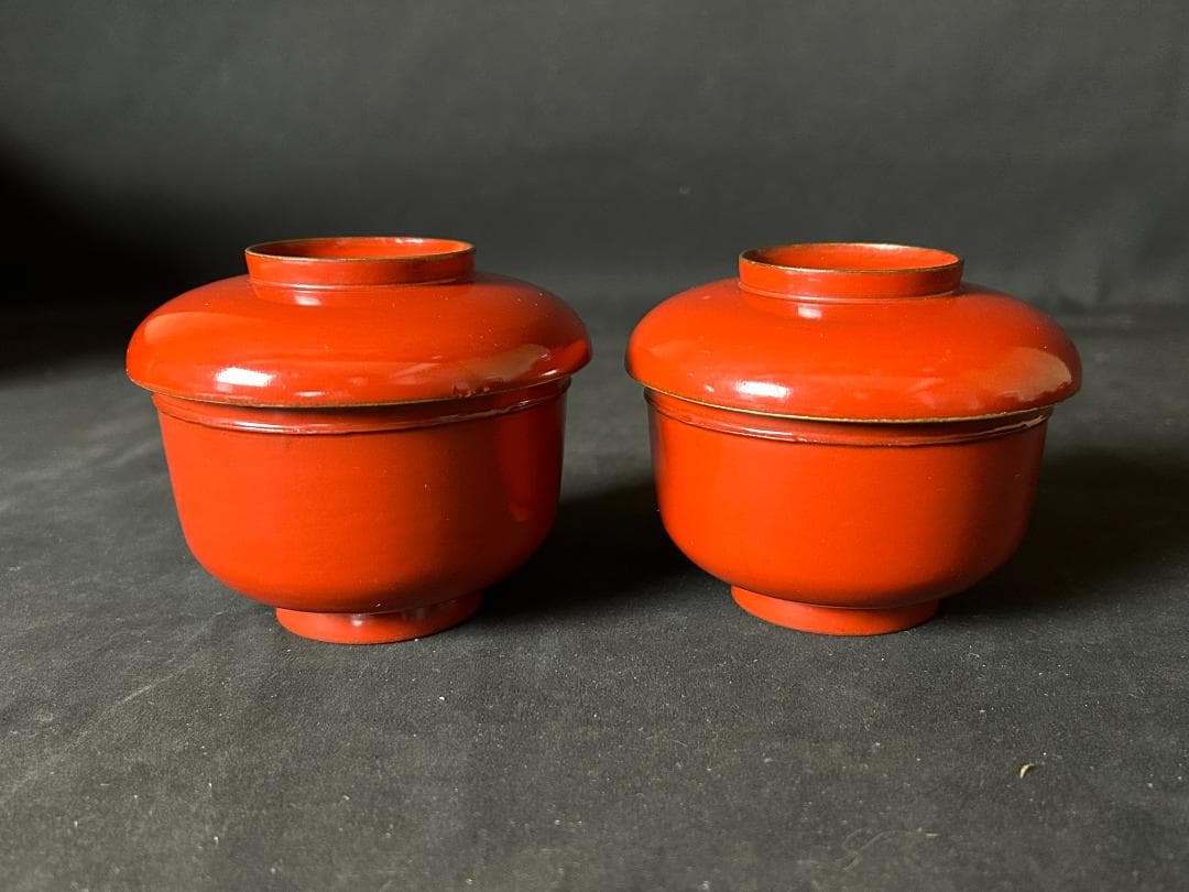 輪島塗 朱塗椀一対 4種セット 四ッ入子椀/平椀/壷椀/蕎麦猪口 茶懐石道具