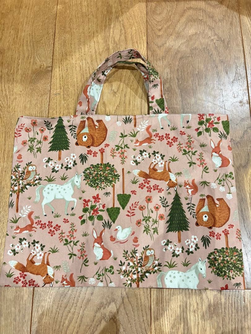 入園入学3点セット 女の子／レッスンバッグ・上履き入れ・体操服袋／ 森と動物柄