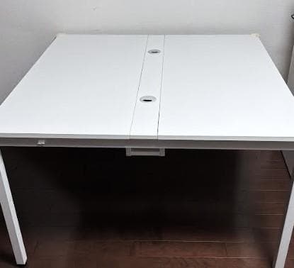 Garage購入 120×120cm正方形デスク美品 配線ダクト付 会議用作業台