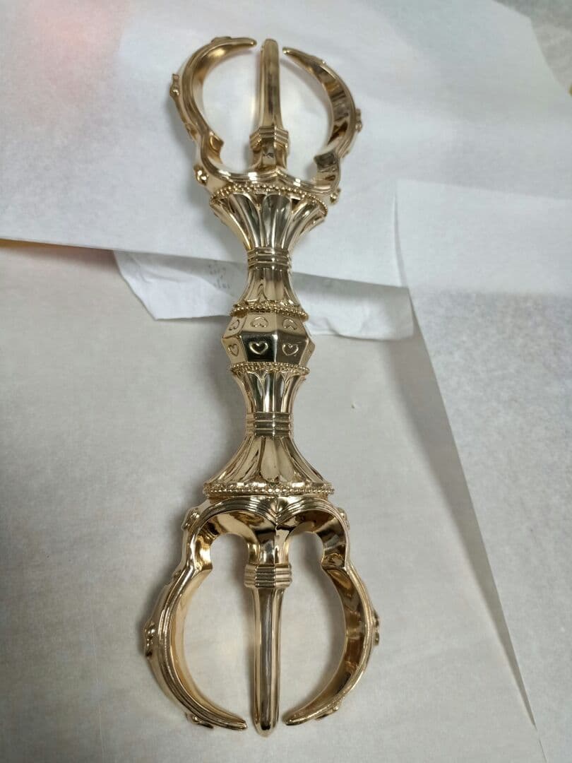 密教法器 弘法大師 三鈷杵 金剛杵 愛心杵 法具 真鍮製 vajra 23CM