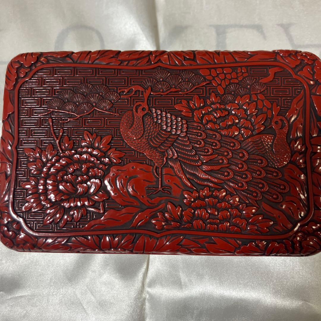 値下げ【箱付 未使用】 仙台堆朱の文箱 彫刻漆器 硯箱　漆芸 伝統工芸