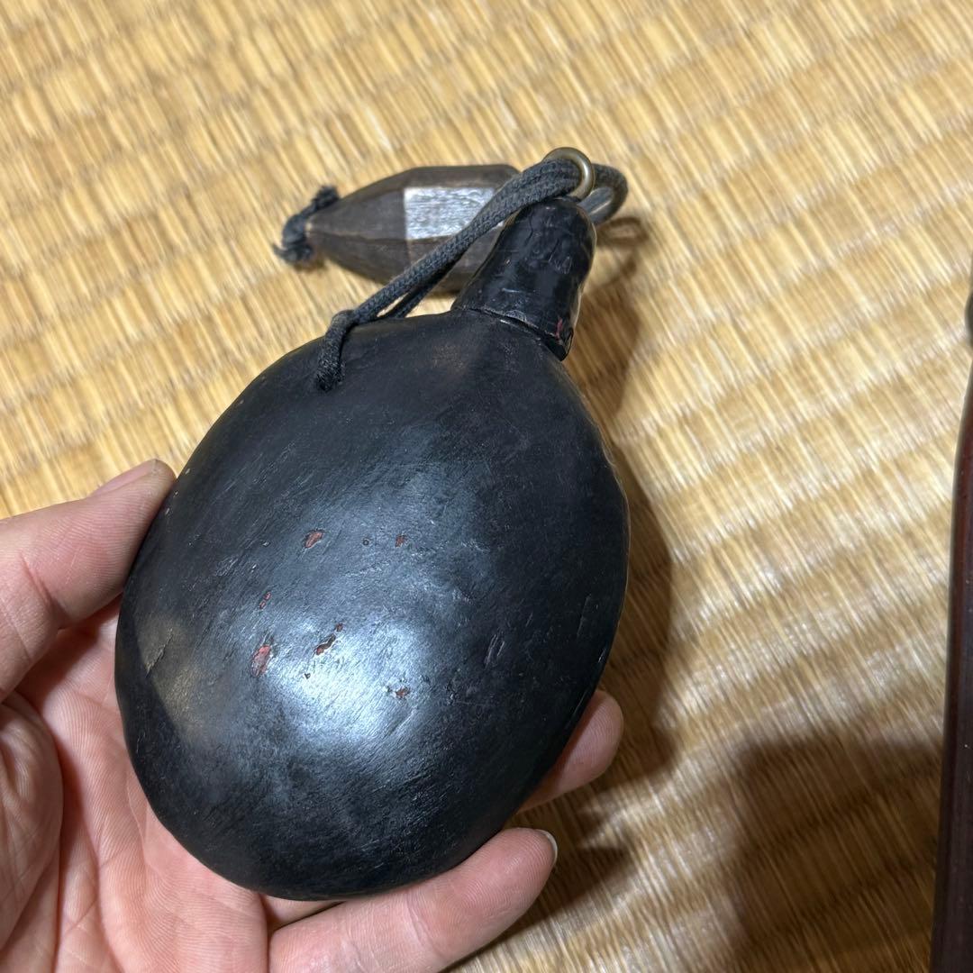 古民具　火縄銃　竹/木製　火薬入れ　印籠　根付　2点