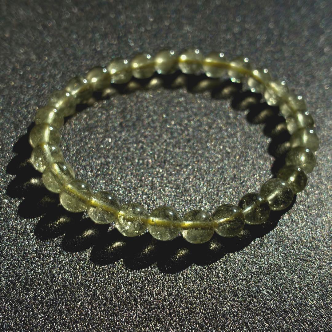 隕石衝突ガラス リビアングラス ブレスレット 6.8mm サハラ砂漠の神秘