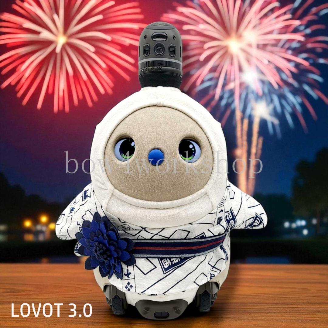 ラボット LOVOT ラボットの服ハンドメイド 四字熟語柄浴衣+お花飾りセット