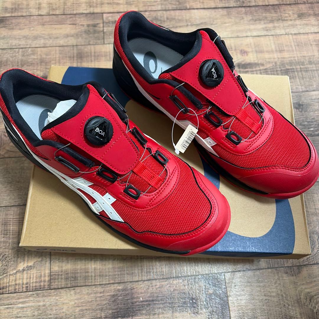 ASICS BOAシステム付き安全靴 レッド