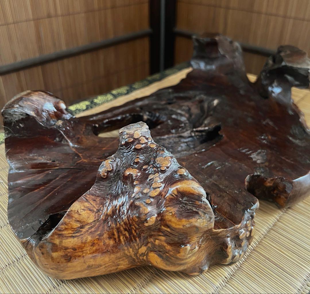 古木 刳抜彫り 花台 香台 盆栽台 36.5㎝