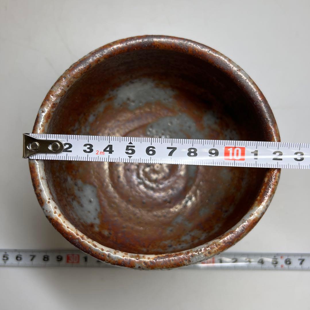 ☆茶3 川本清雲 鼡志野茶碗 共箱 w11.5〜12.3cm 東キ7-1218①