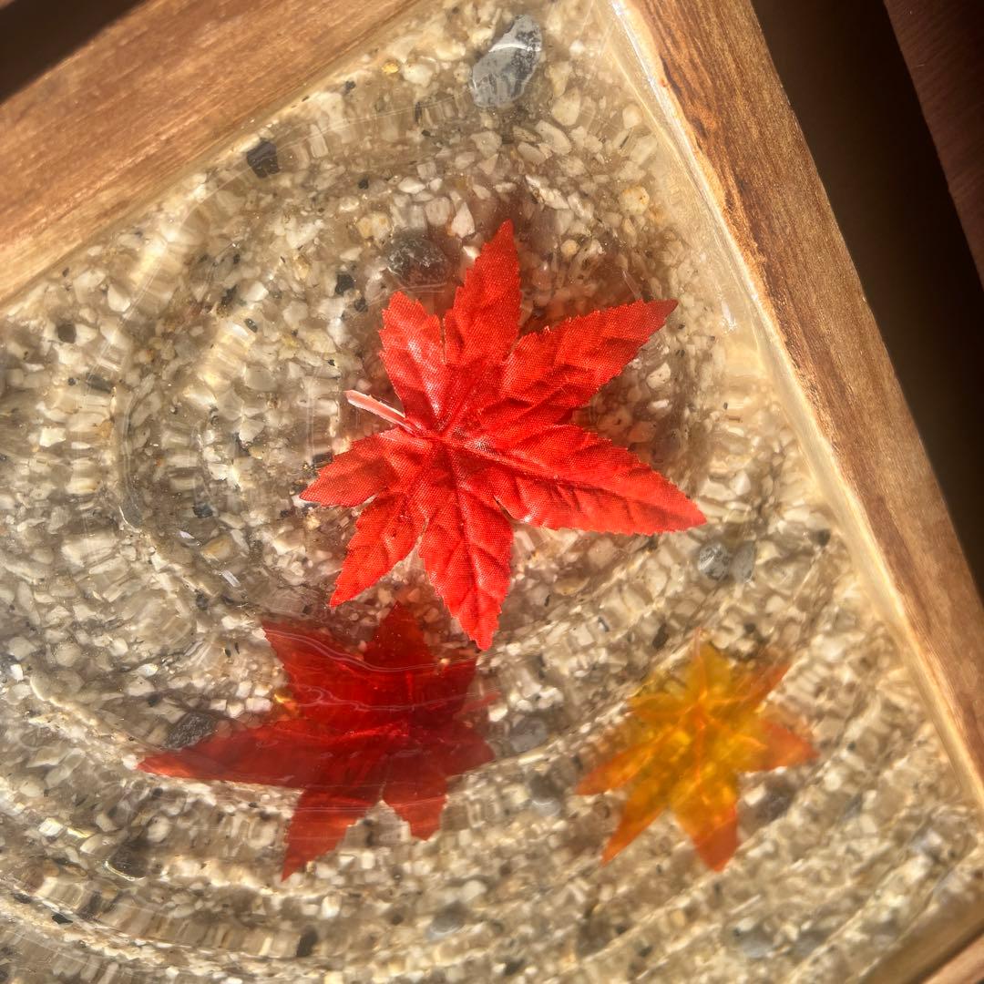 【レジンアート】波紋アート／A3size／水紋／紅葉／もみじ／壁掛け可能