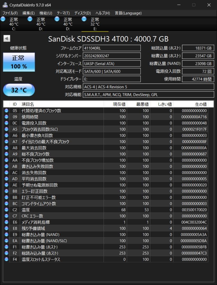 サンディスク SanDisk SATA SSD 4TB