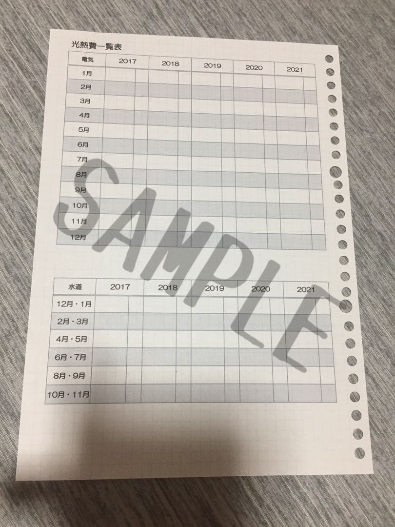 家計簿  光熱費、医療費管理表
