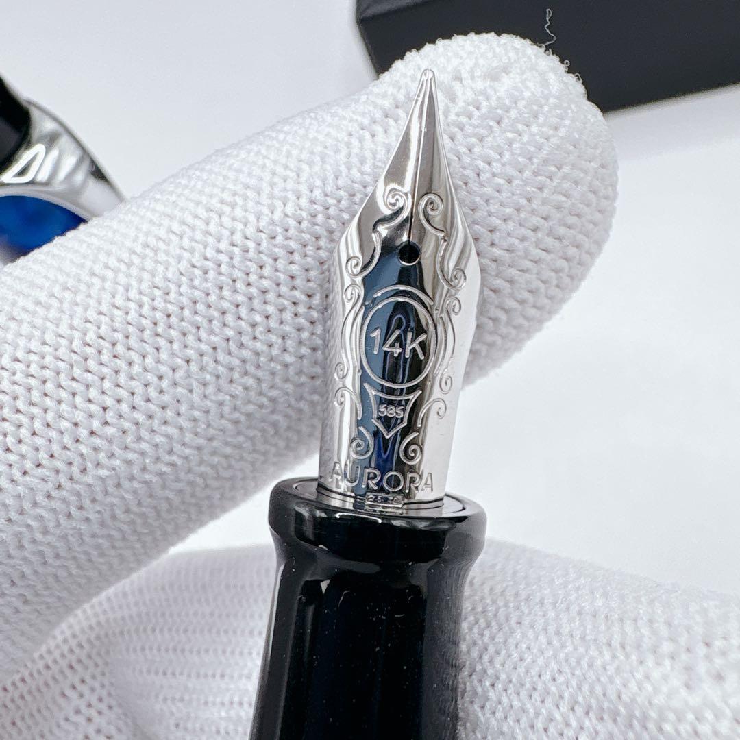 【極美品・未使用級】アウロラ 万年筆 オプティマ ブルーCT 14K F細字