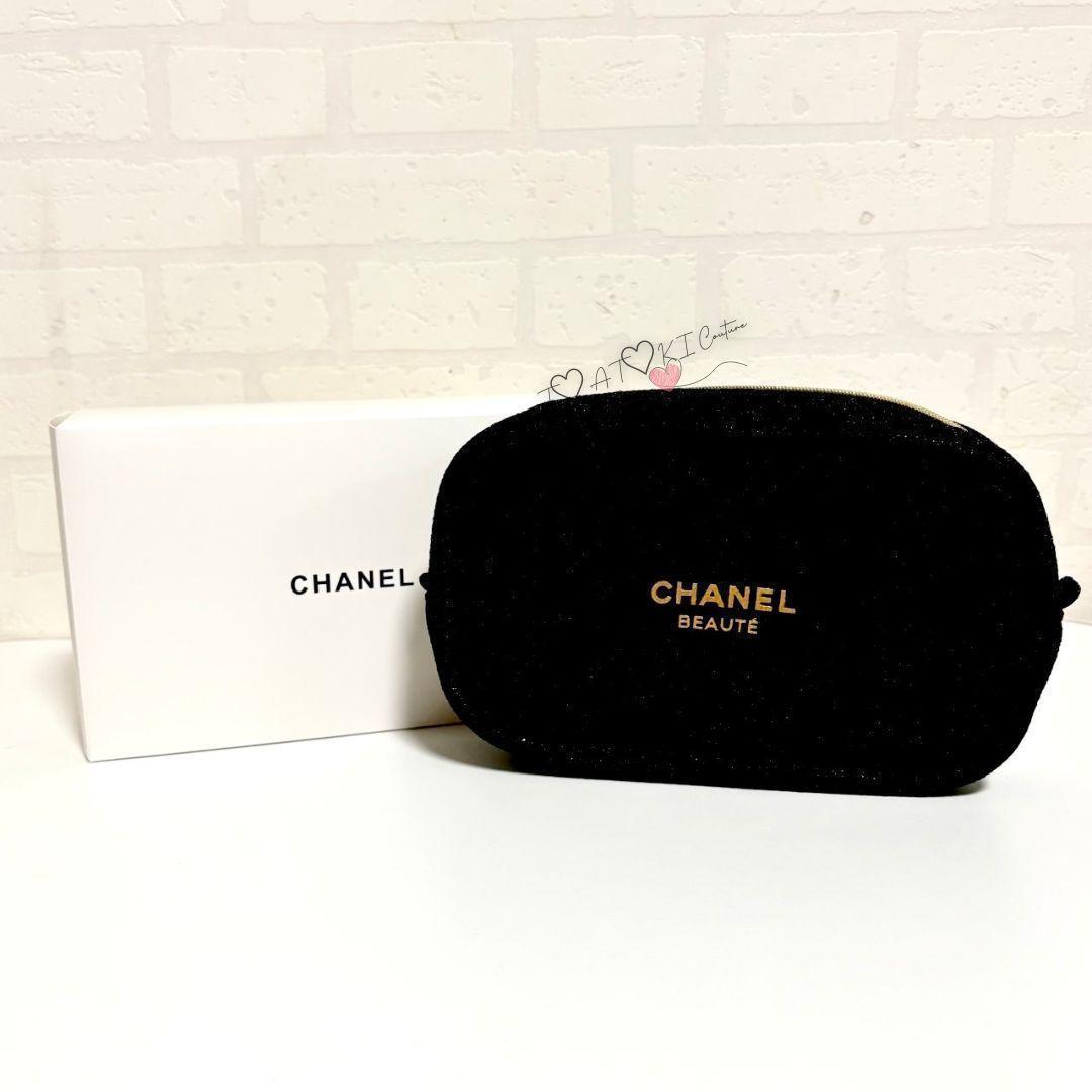 数量限定❤CHANEL❤VIP限定 コスメポーチ チェーン付 ラメ入り ブラック