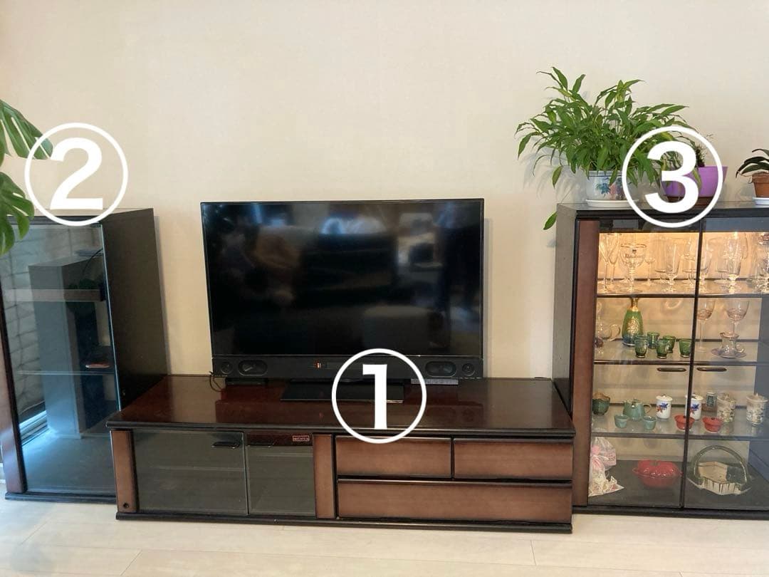 木製テレビ台 ダークブラウン 引き出し付き