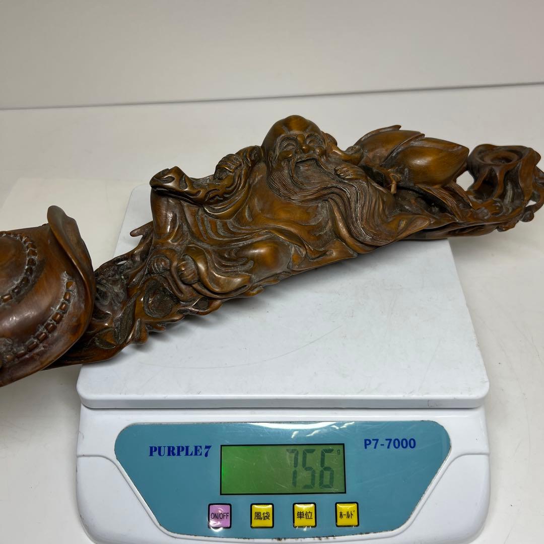 中国清時代 唐木如意 756g 東キ8-0307☆2F トヒウヒ