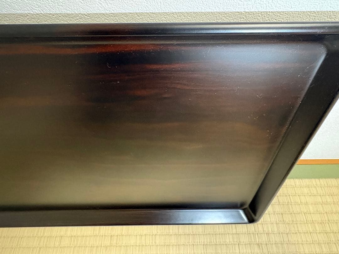 【新品未使用】　唐木盆　黒檀　おぼん　レトロ　共箱・説明書付き