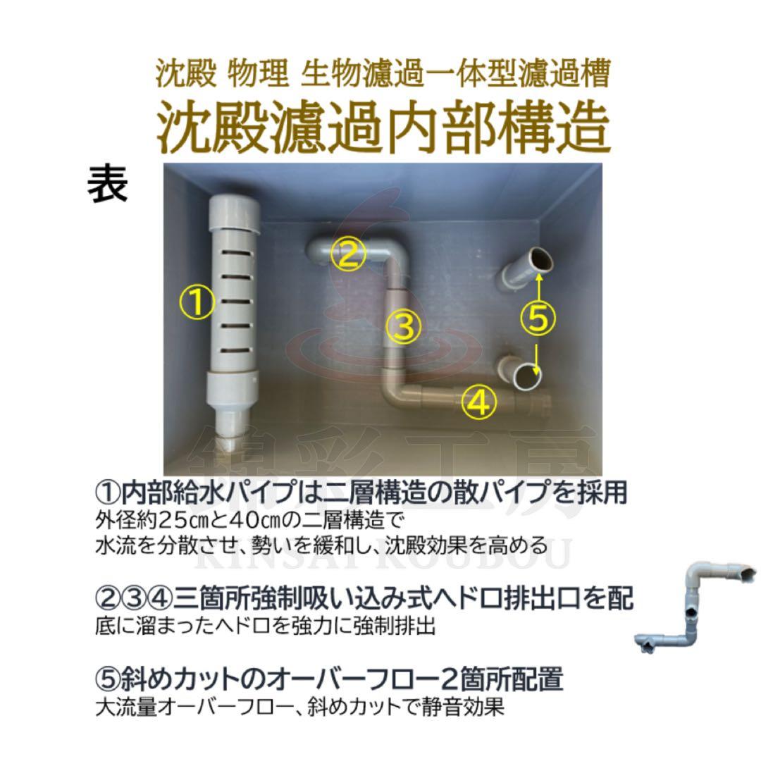 高機能プレミアムろ材2段付き　大型水槽用フィルター　沈殿物理生物一体型濾過槽