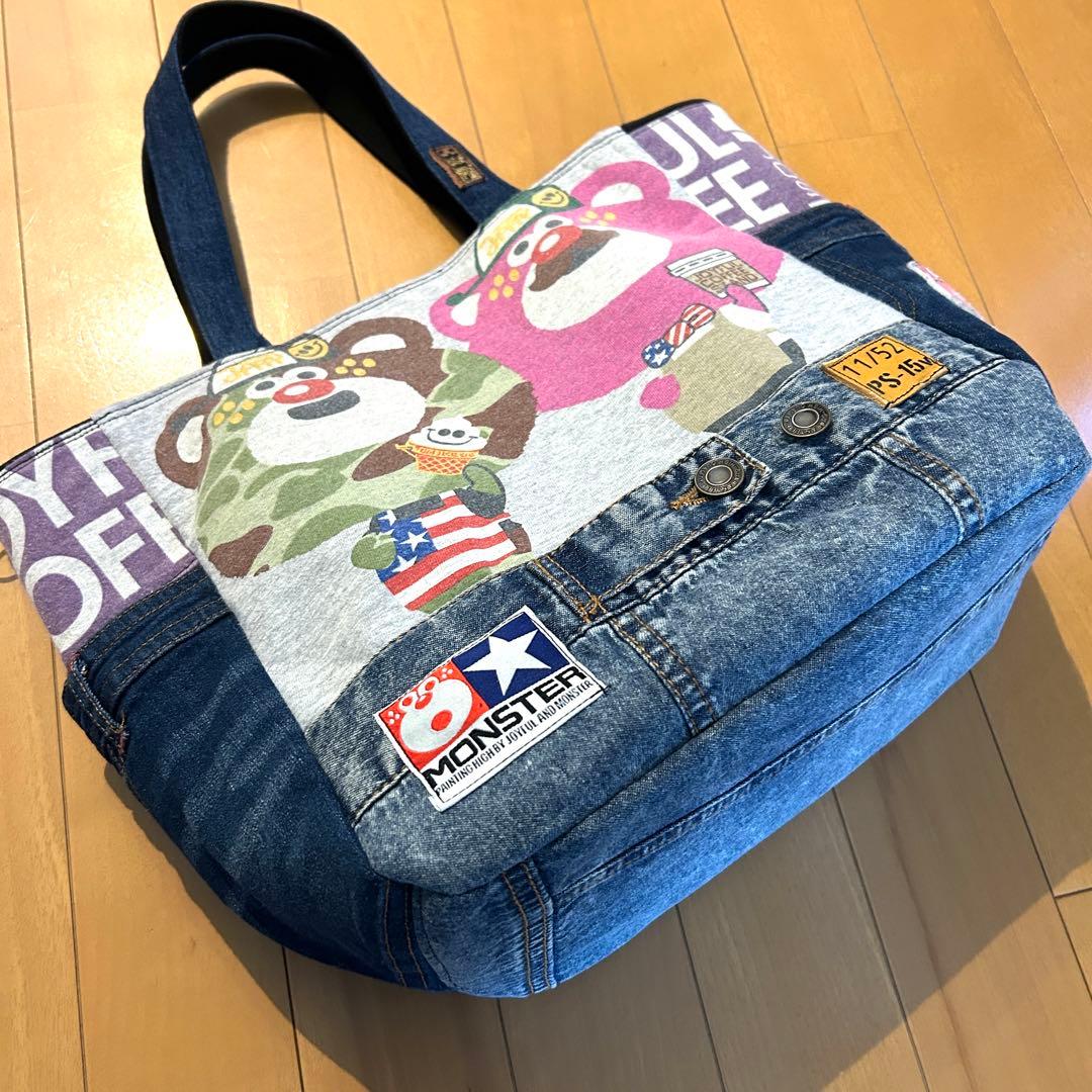 955.デニムリメイク トートバッグ サイドポケット