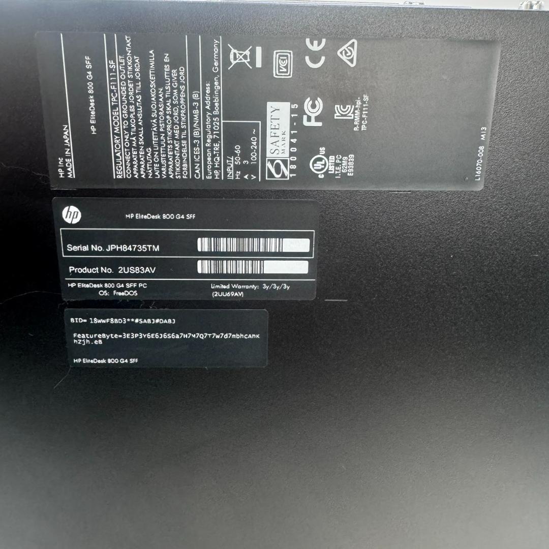 HP EliteDesk 800 G4 SFF i7 8世代 Office24