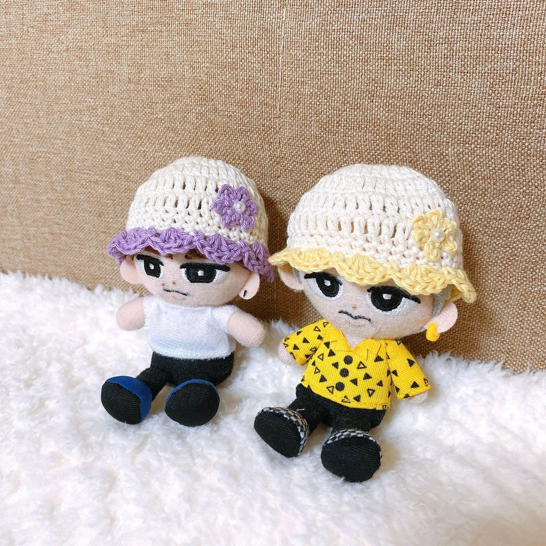 おかゆ/すのチル ぬい服 [くすみチェック]3点(ブルー・モカ)追加帽子2