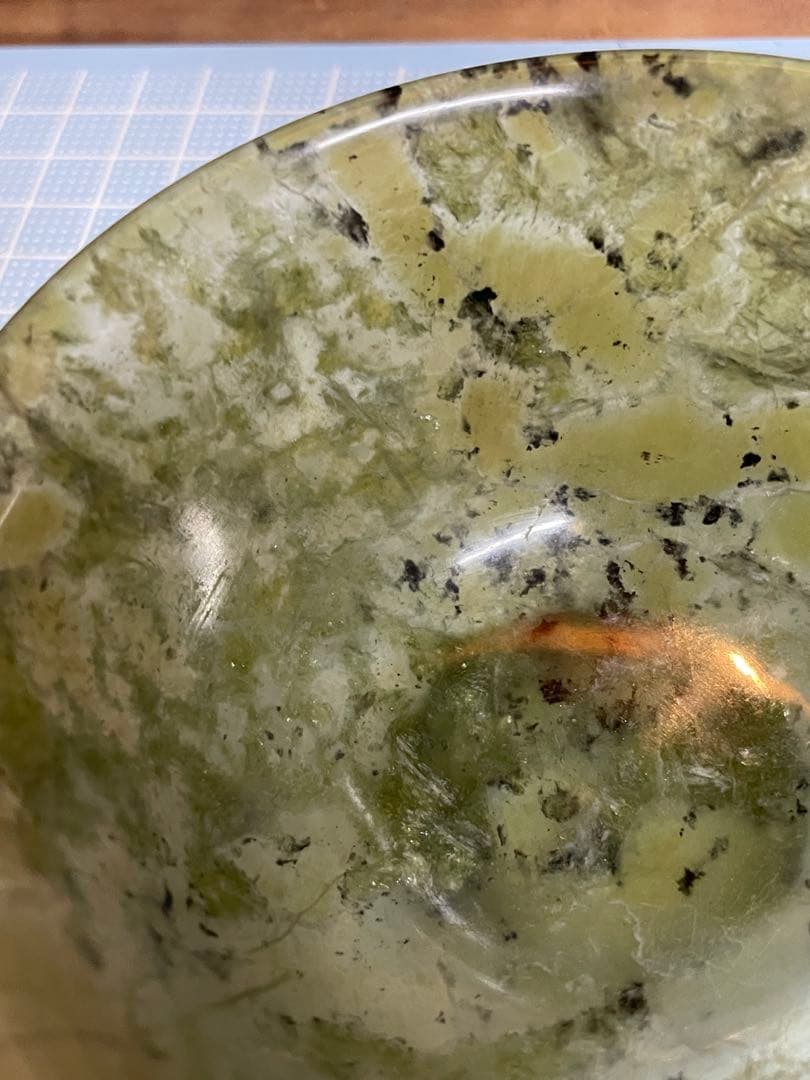 碗【m1604 玉石　翡翠 ヒスイ　茶器　中国工芸　天然石 アンティーク】