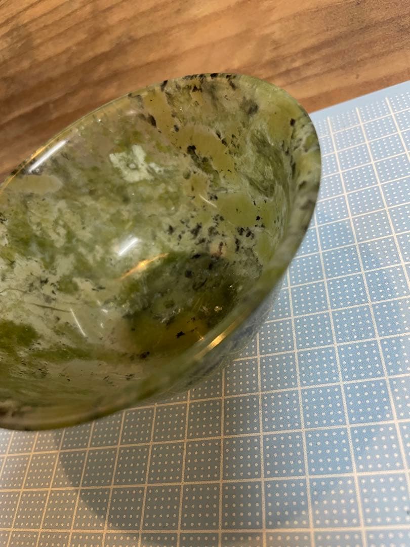 碗【m1604 玉石　翡翠 ヒスイ　茶器　中国工芸　天然石 アンティーク】