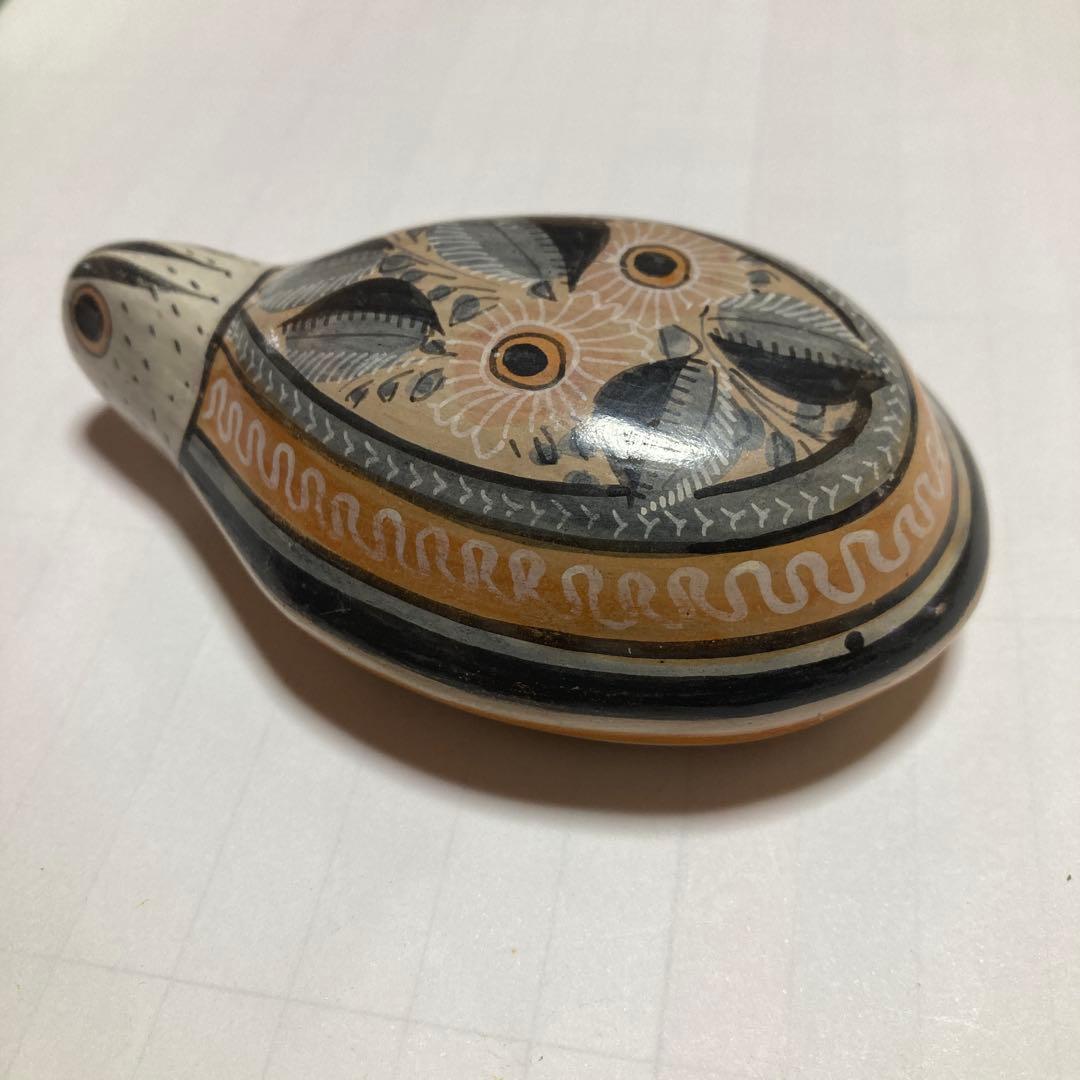 メキシコ　トナラ焼　カメ　2個セット　工芸品　タートル　陶器　置物　オブジェ