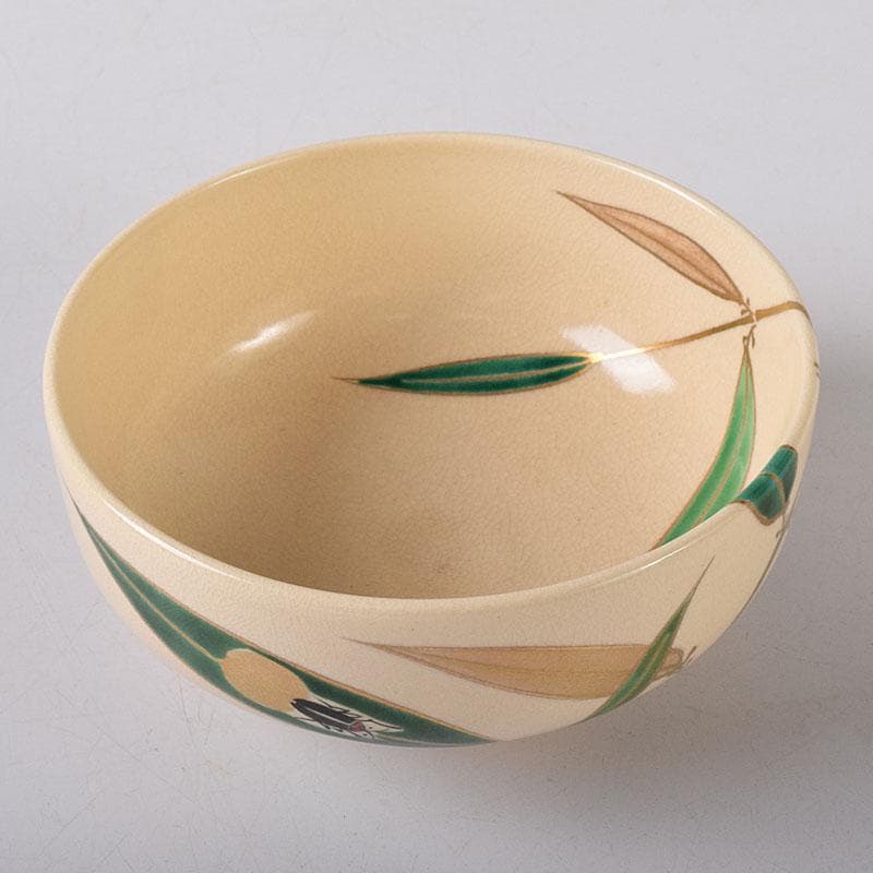 茶道具　京焼　平安　橋本紫雲造　色絵金彩　蛍文　茶碗　共箱　C　7853