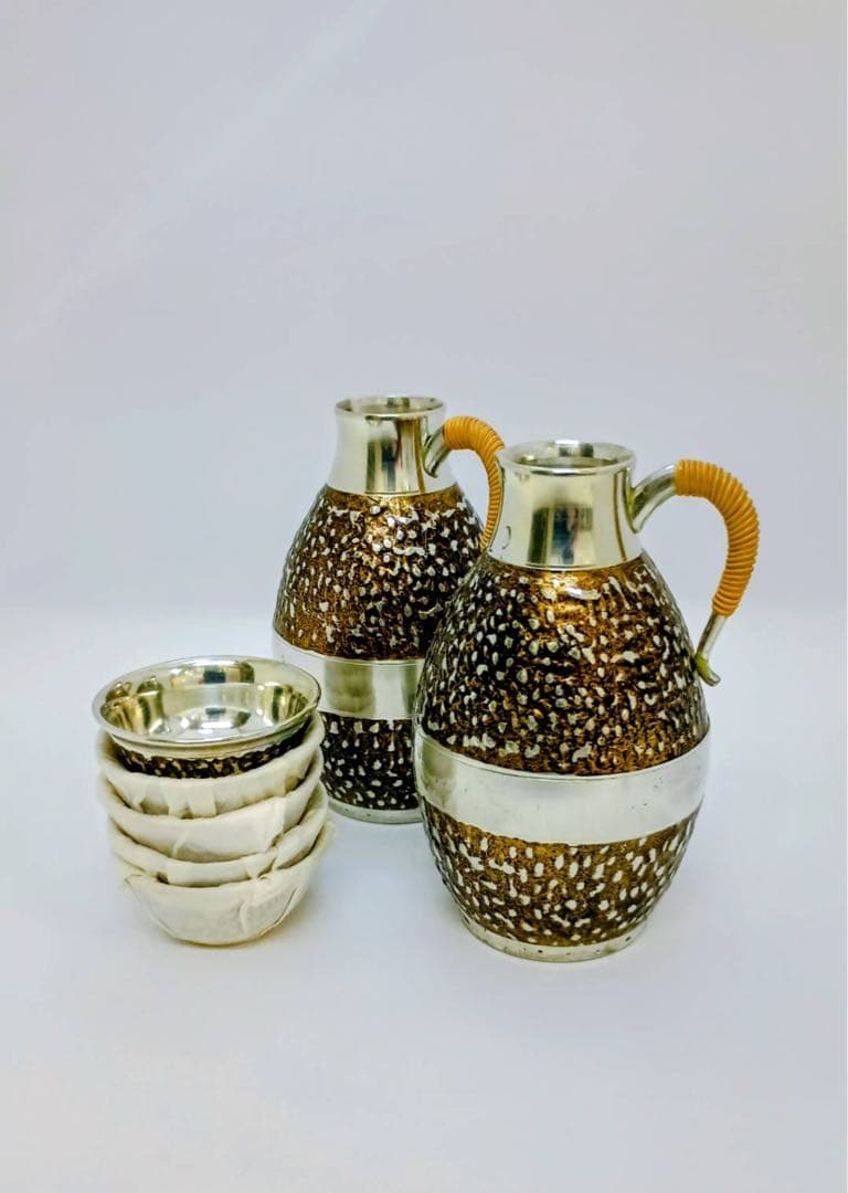 錫半 ちろり 酒器揃 共箱付 徳利×2 お猪口×5 廃業希少 大阪名門 煎酒器