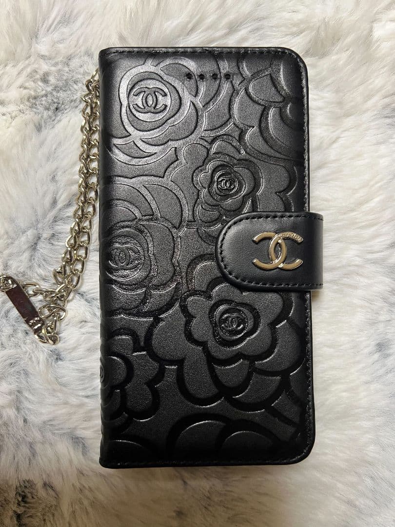 ☆CHANEL☆[ノベルティ] ブラック iPhoneケース ローズエンボス