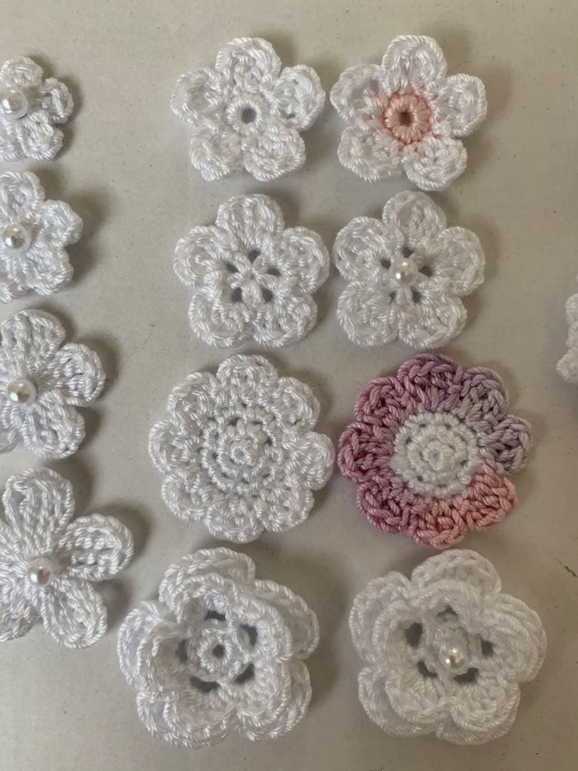 ハンドメイド　お花モチーフ　レース編み